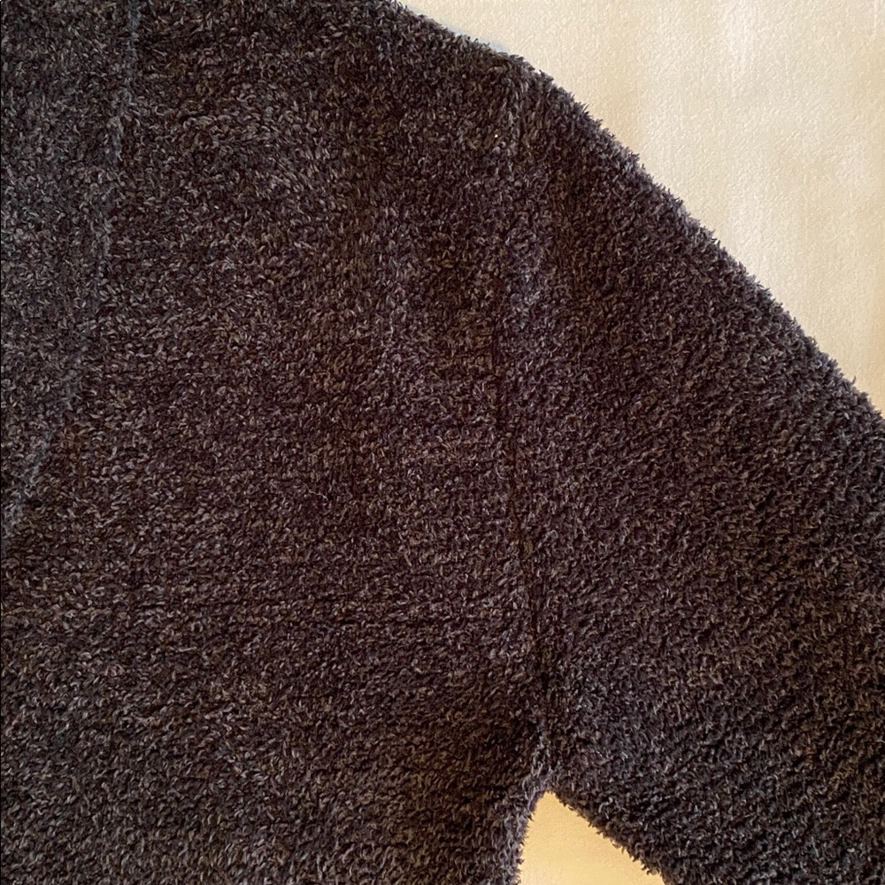 Barefoot Dreams Men's Shawl Collar Cardigan Heathered Carbon and Black Small - Picture 8 of 16